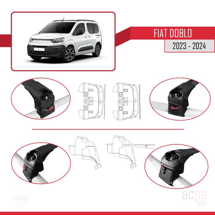 Barres De Toit Easy Line Expert 135 Cm - Compatible Fiat Doblo II Van 2010-2016, Verrouillables, Charge 90 Kg