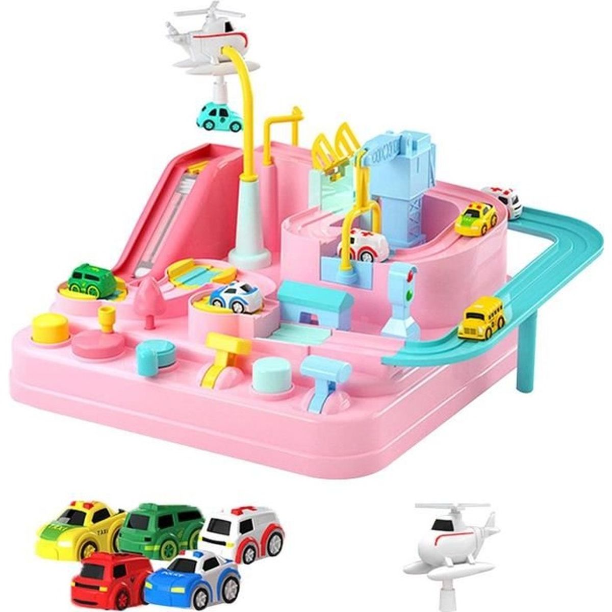 Circuit Voiture Spatial Enfant - Avec 2 Parkings Et 4 Voitures, 3-14 Ans