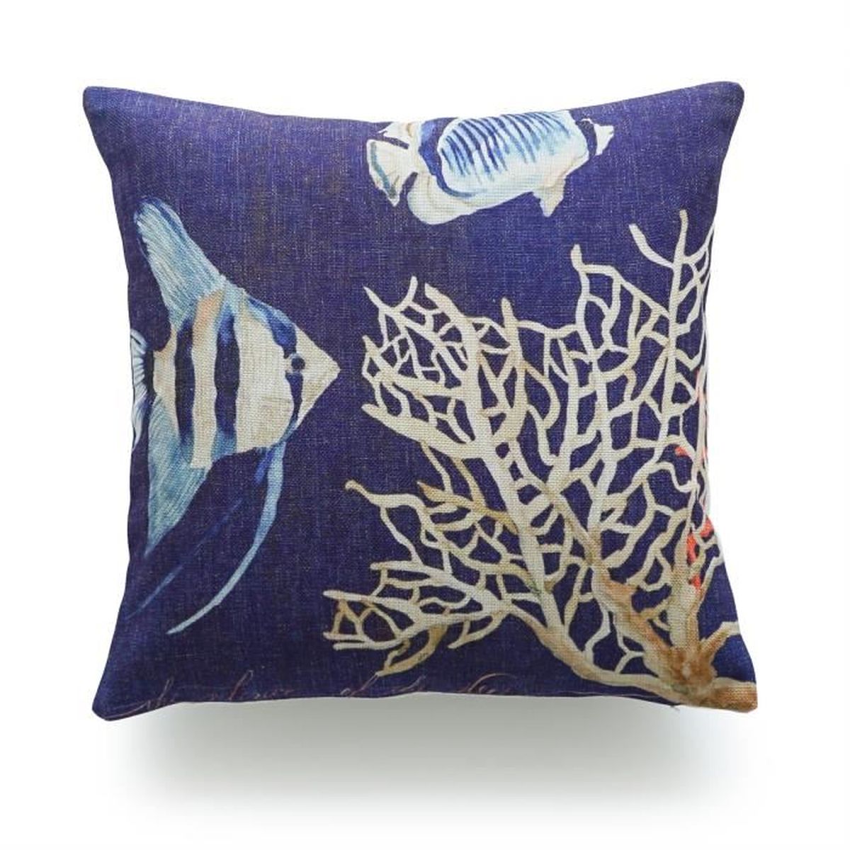 Hofdeco Housse De Coussin Decoratif Cru La Vie Marine Indigo Poisson Tropical Corail Bleu Coton Lin Tissu De Poids Lourd 45x45cm Achat Vente Housse De Coussin Bientot Le Black Friday Cdiscount