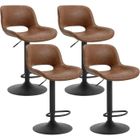 WOLTU Tabouret Bar Lot de 4, Chaise Haute Cuisine en SimiliCuir, Réglable en Hauteur, Siège Rembourré, Brun W0ATT0282-4