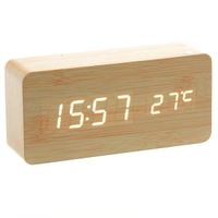 HT Horloge Réveil Alarme Digital LED en Bois Imitation Thermomètre Température USB AAA - HTTS823A1057