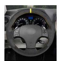 Accessoires auto intérieurs,Housse de volant en daim noir cousue à la main pour Lexus IS 200 220d 250 250C 350 - Yellow marker