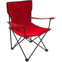 Wiltec Chaise de camping pliante en rouge avec porte-gobelet Chaise pliable de pêche jusqu’à 140kg