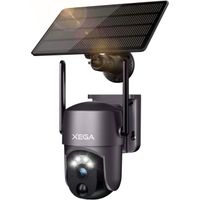 Caméra de sécurité solaire Xega extérieure sans fil 2K PTZ Wi-Fi - Vision nocturne couleur - PIR-AI Détection Humaine