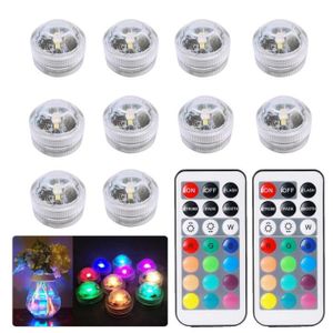 Lot de 10 Bougies Led blanc chaud,Lumi/ère Submersible LED,Bougies Led avec t/él/écommande submersible pour Ambiance Fontaine Piscine Bain Vase Mariage F/ête Anniversaire No/ël Decoration