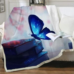 COUVERTURE - PLAID Couverture en Molleton 60x120cm Bleu, Papillon, Créatif Couverture de Flanelle [922]
