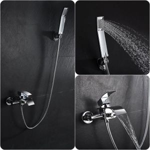 Noir Colonne de douche en Acier Inoxydable,Syst/ème de douche Panneau avec jets de massage,Douchette /à main,Cascade et douche effet pluie,130x47x15cm