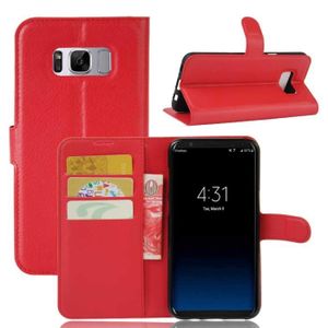 HOUSSE - ÉTUI Coque Samsung Galaxy S8 PLUS, Rouge Couleur Pure Rétro Cuir Silicone Souple Solide Folio Protection 360° Antichoc