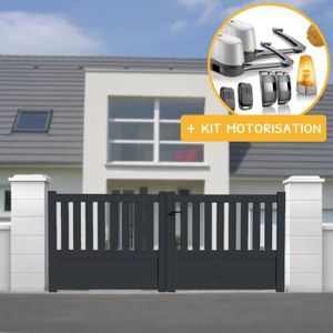 PORTAIL - PORTILLON Portail aluminium en KIT Semi-Ajouré Gris, L3000xH