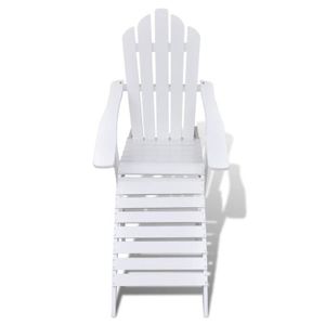 FAUTEUIL JARDIN  Chaise de jardin en bois blanc avec pouf ZJCHAO - 