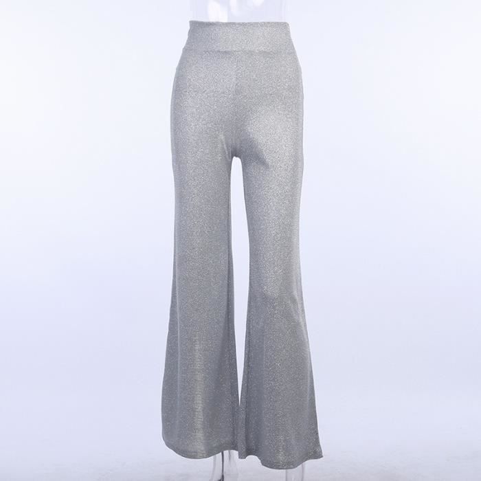 Pantalon à paillettes pour femme - Taille haute - Paillettes brillantes -  Grande taille - Pantalon de jogging, Gris : : Mode