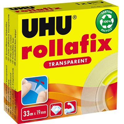 Enseigne Rouge Papier | RUBAN ADHESIF UHU ROLLAFIX BRUN 3X66MX50MM LOT DE 3U