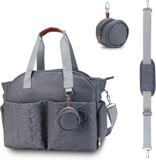Sac à Langer Bébé SONARIN Grande Capacité - Imperméable - Avec Matelas à Langer - Bandoulière