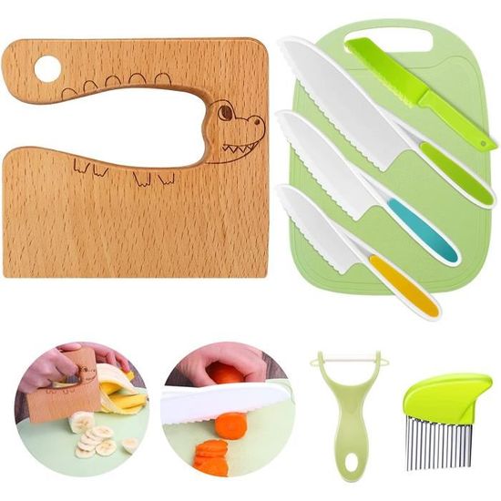 Ensemble de couteaux de cuisine 8 pièces pour enfants avec couteau en bois pour Ensemble de couteaux de cuisine 8 pièces pour enfants avec couteau en bois pour