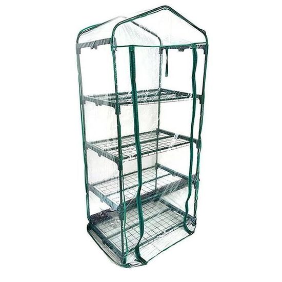 Housse De Rechange PVC Transparent Pour Serre 3 Niveaux – Film Plastique Résistant, Fermeture Éclair, Protection Plantes Intérieur/Extérieur
