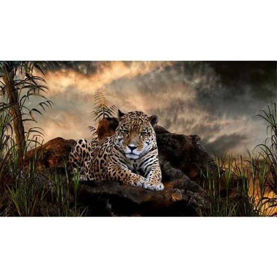 Diamond Painting,Broderie Diamant Kit Complet Léopard Abstrait,Diamond