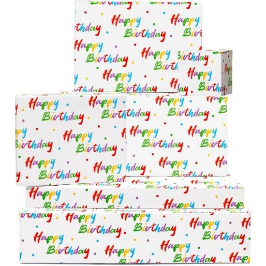 Papier Cadeau Motif "Souris Ballerine" - Lot De 6 Feuilles 50x70 Cm - Avec Autocollants - Central 23 - Blanc à Cœurs Arc-en-Ciel