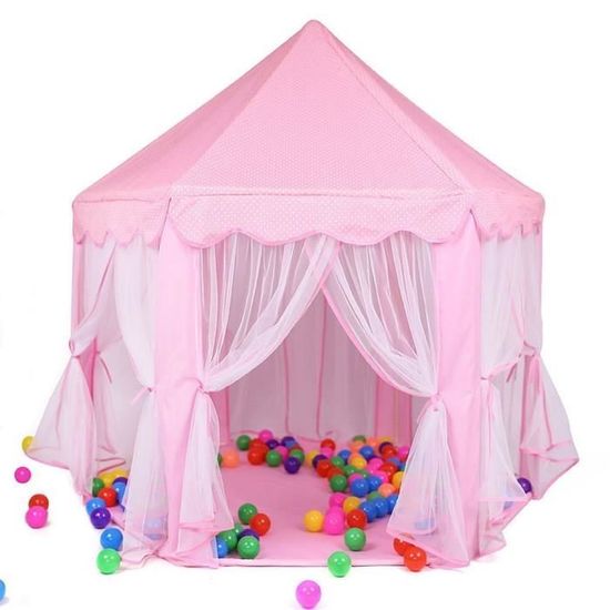 JungleDove Tente Château Princesse Pour Filles – Grande Maison De Jeu 117x103x127 Cm Avec Tapis, Idéale Intérieur & Extérieur