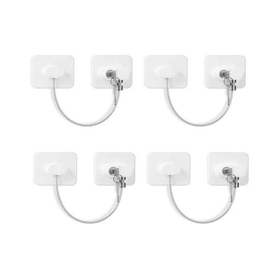 Sécurité Fenêtre Enfant Lot De 4 Verrous Bloque Porte Réfrigérateur Armoire – Blanc Adhésif Réglable