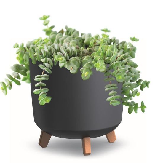 Pot De Fleurs En Céramique 30 Cm - Jardinière Avec Trou De Drainage, Gris Mat - Pour Intérieur Et Extérieur, Maison, Bureau