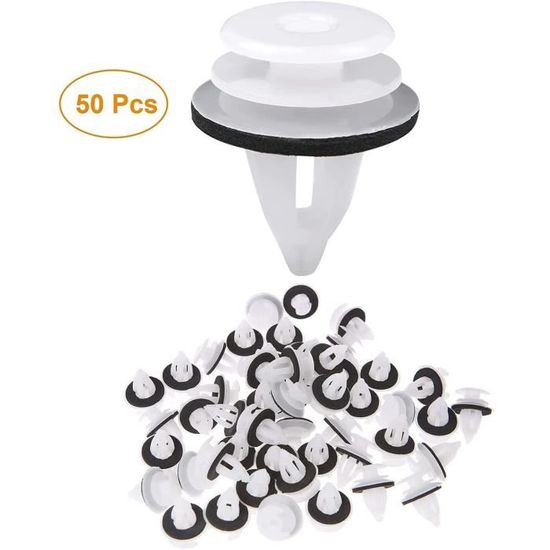 50 Clips De Fixation Auto Universels 8mm - Rivets Plastique Pour Parechocs, Portes, Panneaux - Noir, Kit Réparation
