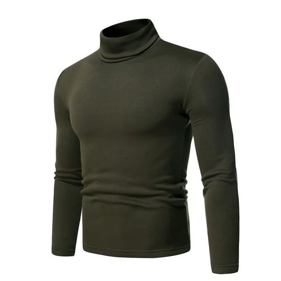 T-Shirt Thermique Homme Manches Longues Col Roulé - Haut Chaud Hiver M-3XL