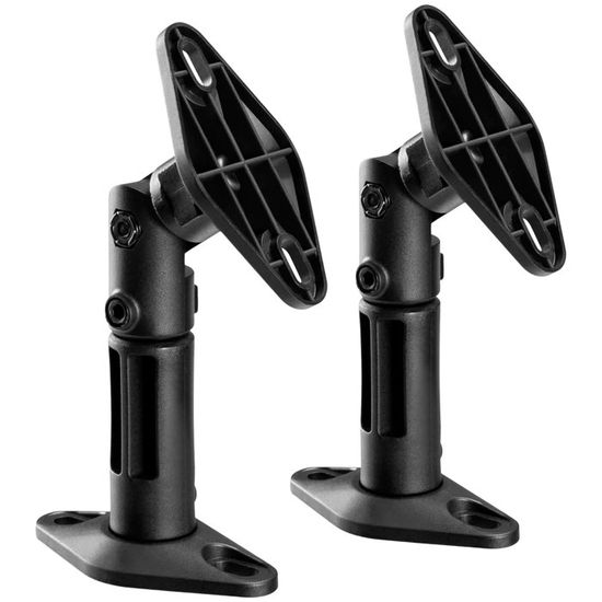 Supports Muraux Norstone Pour Enceintes Bibliothèques (paire) - Fixation à Clip, Inclinables, Jusqu'à 15kg - Noir