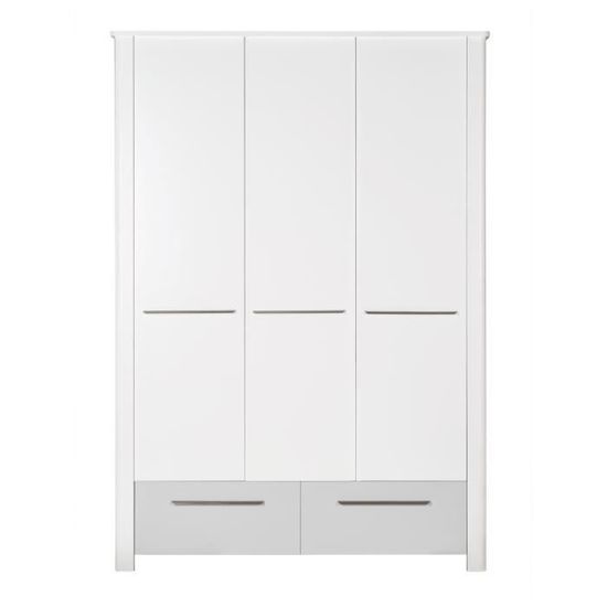 ROBA Armoire Bébé "Linus" 3 portes  - 2 tiroirs - style moderne - Blanc-Gris