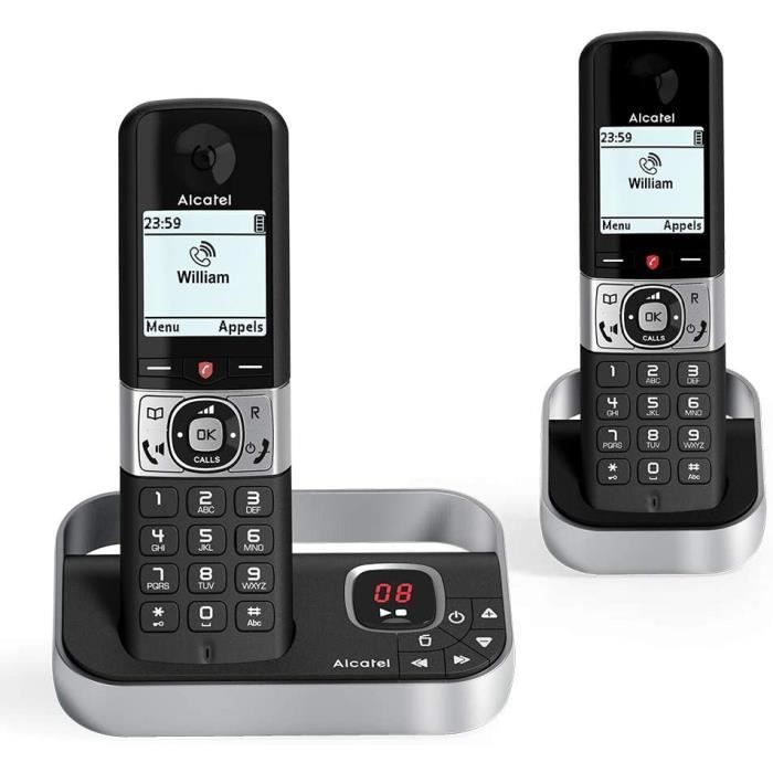 Alcatel F890 voice duo noir EU Telephone sans fil repondeur avec combine supplementaire. Blocage d'appel premium 9