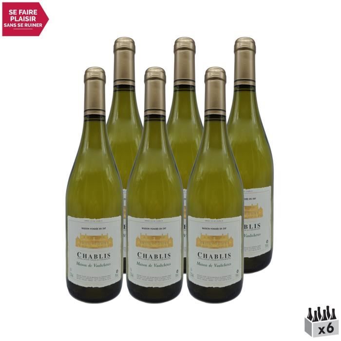 Chablis Blanc 2019 - Lot de 6x75cl - Maison de Vaulichères - Vin AOC Blanc de Bourgogne - Cépage Chardonnay