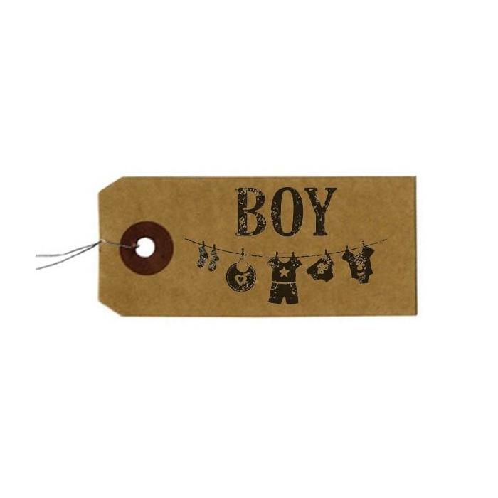 Etiquettes kraft + Tampon bois - Boy