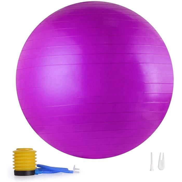 65cm Ballon de Gymnastique,Anti-éclatement,Boule d'assise,Balle de Yoga,Balles d'exercices Fitness,500kg,avec Pompe à air,violet
