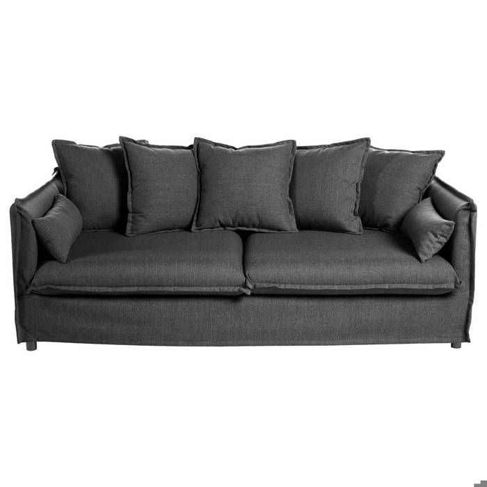Canapé design 3 places tissu gris anthracite Odilon (L.210cm)