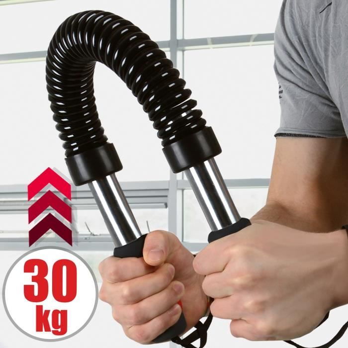 Barre à Ressort Power Twister 30 kg Résistance Musculation des Pectoraux Épaules Appareil Bras Biceps Triceps Poignets
