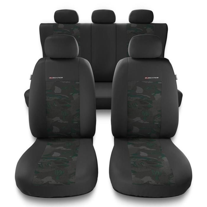 UNE-GR Noir Vert - Housses de sieges universelles compatibles avec RENAULT KANGOO I II PU3657