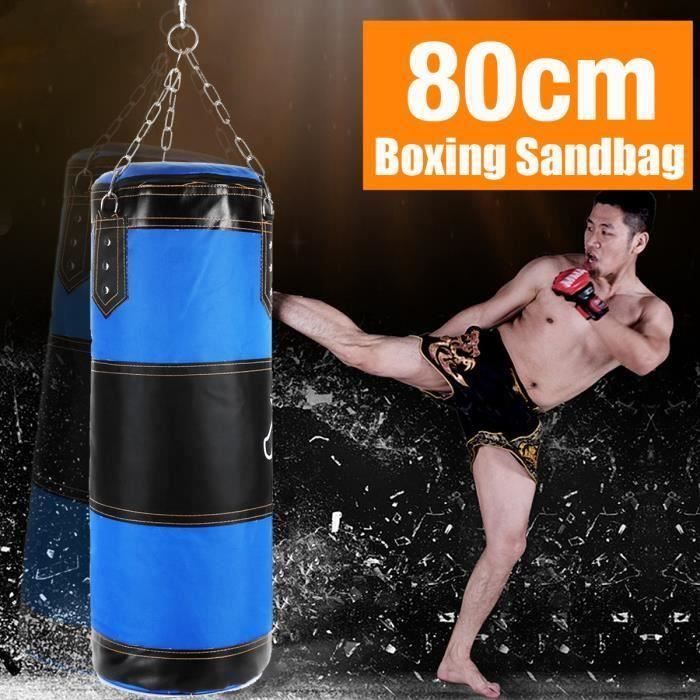 Sac de boxe frappe Rempli + suspension chaîne Crochet Exercice sport 80cm SA56423