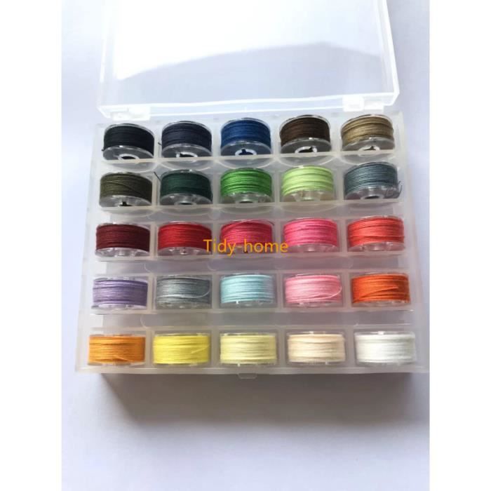 25-36 pièces bobines de couture de canette de fil coloré bobines pré enroulées fil Machine à coudre bobines - Type 25 Colors in box