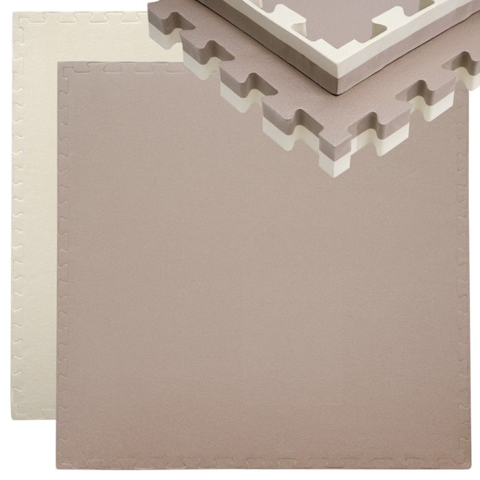 Tapis Puzzle de Fitness Protection Sol de Sport 90x90cm Marron Beige