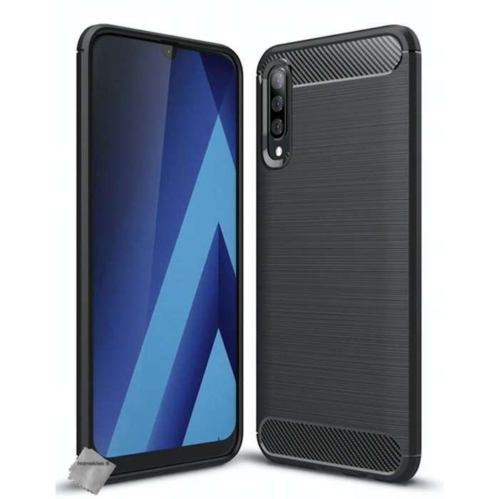 Coque silicone gel carbone pour Samsung Galaxy A70 + film ecran - NOIR