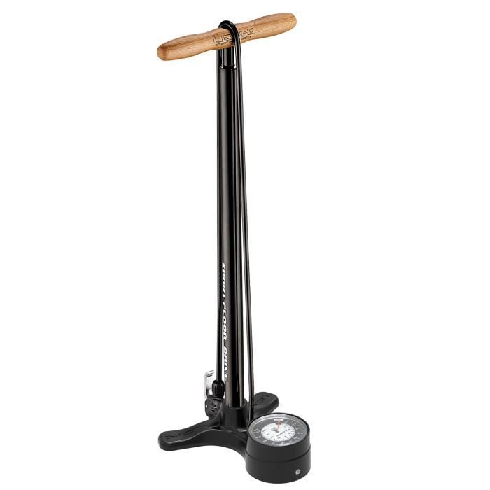 Lezyne Sport Floor Drive - Dual Valve, Pompe à pied, Vélo, Noir, Poignée en T, 15 bar, Acier