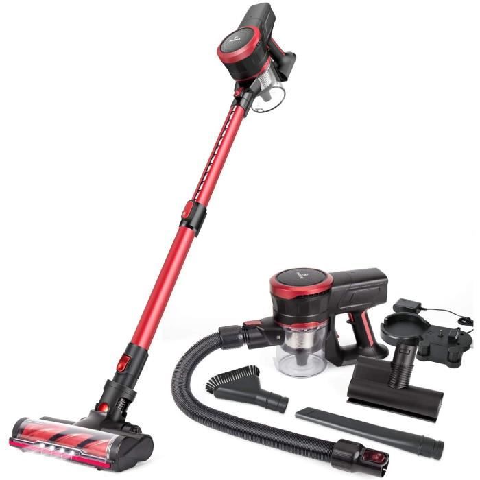 Aspirateur Balai à Main MOOSOO 23Kpa avec moteur sans balais Multi-attaches Baguette d'extension de batterie amovible Ultra-Silencie