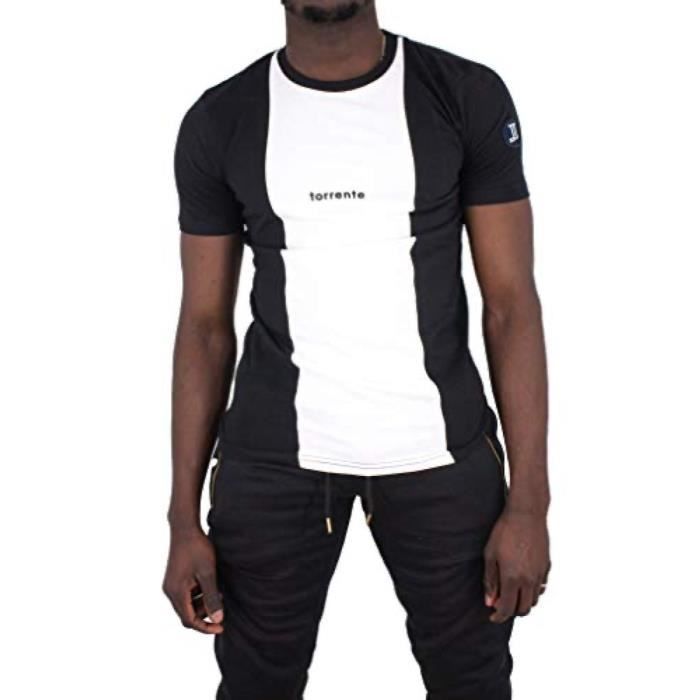T-shirt manches courtes col rond rayures Torrente Couture Split - Noir