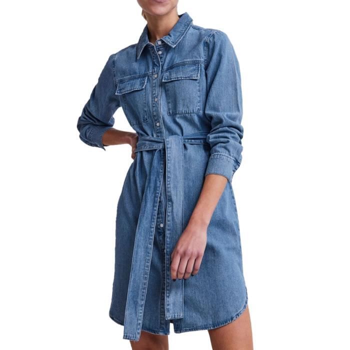 Robe en Jeans Bleu Femme Pieces Osalina
