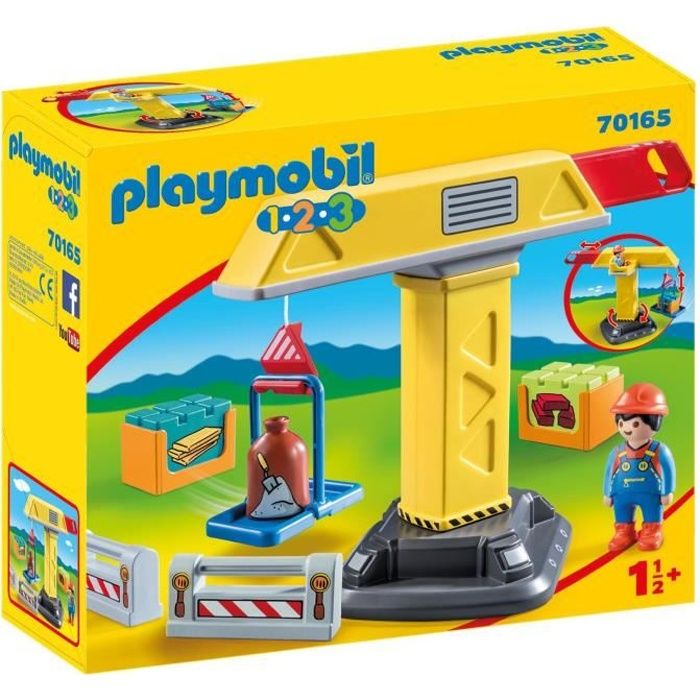 PLAYMOBIL 70165 - PLAYMOBIL 1.2.3 - Grue de chantier