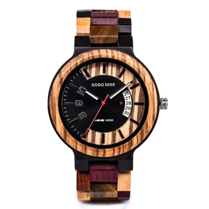 Montre homme marque de luxe montres en bois afficher le calendrier conception spéciale haute qualité cadeau