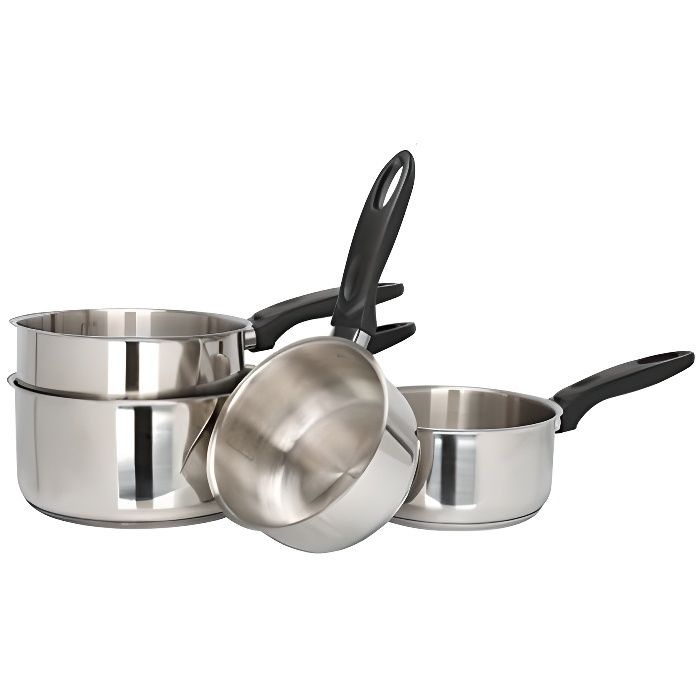Sitram Série de 4 casseroles 14/16/18/20 cm - acier inoxydable - poignée thermorésistante - tous feux dont induction - 710482
