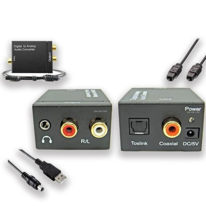 TD®Convertisseur Audio Numérique SPDIF en analogique - Convertisseur coaxiale audio numérique - câble TV et HDMI Informatique