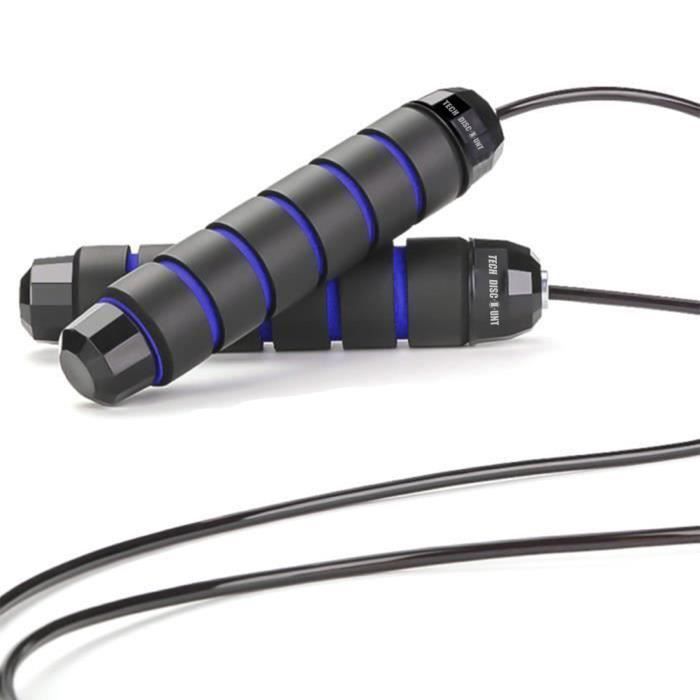 TD® Corde à sauter de 3Mètres/Grande Vitesse Câble Acier Ajustable avec Roulement à Bille(Noir et bleu)/ Résistante et solide /