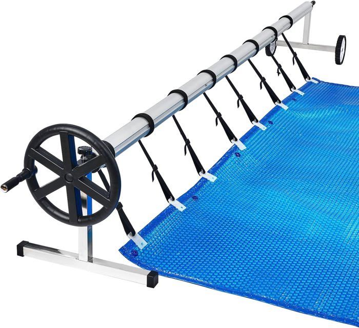YUENFONG Enrouleur mobile pour piscine - 3 m à 5,70 m - avec bandes de fixation et roues - bâches solaires et couvertures