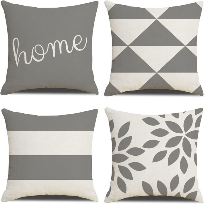Lot de 4 housses de coussin 45x45 cm décoration de coussin de canapé salon chambre à coucher convient aux canapés et chaises